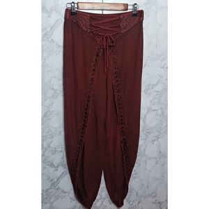 Skirts & Scarves Bohemian Pants Women Size 26 Terracota Elastic Waist Embroidery